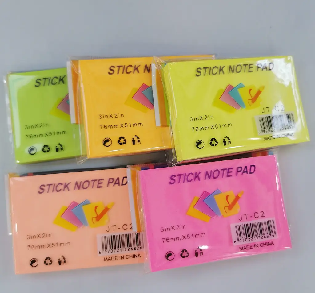 JT-B2 Fluorescent 3*2 Single-Sided Post-it Notes, 100 Sheets