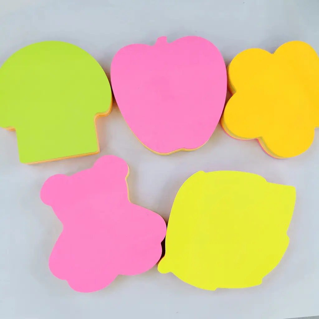JT-E Fluorescent Irregular-Shaped Multi-Color 5-Layer Post-it Notes, 100 Sheets