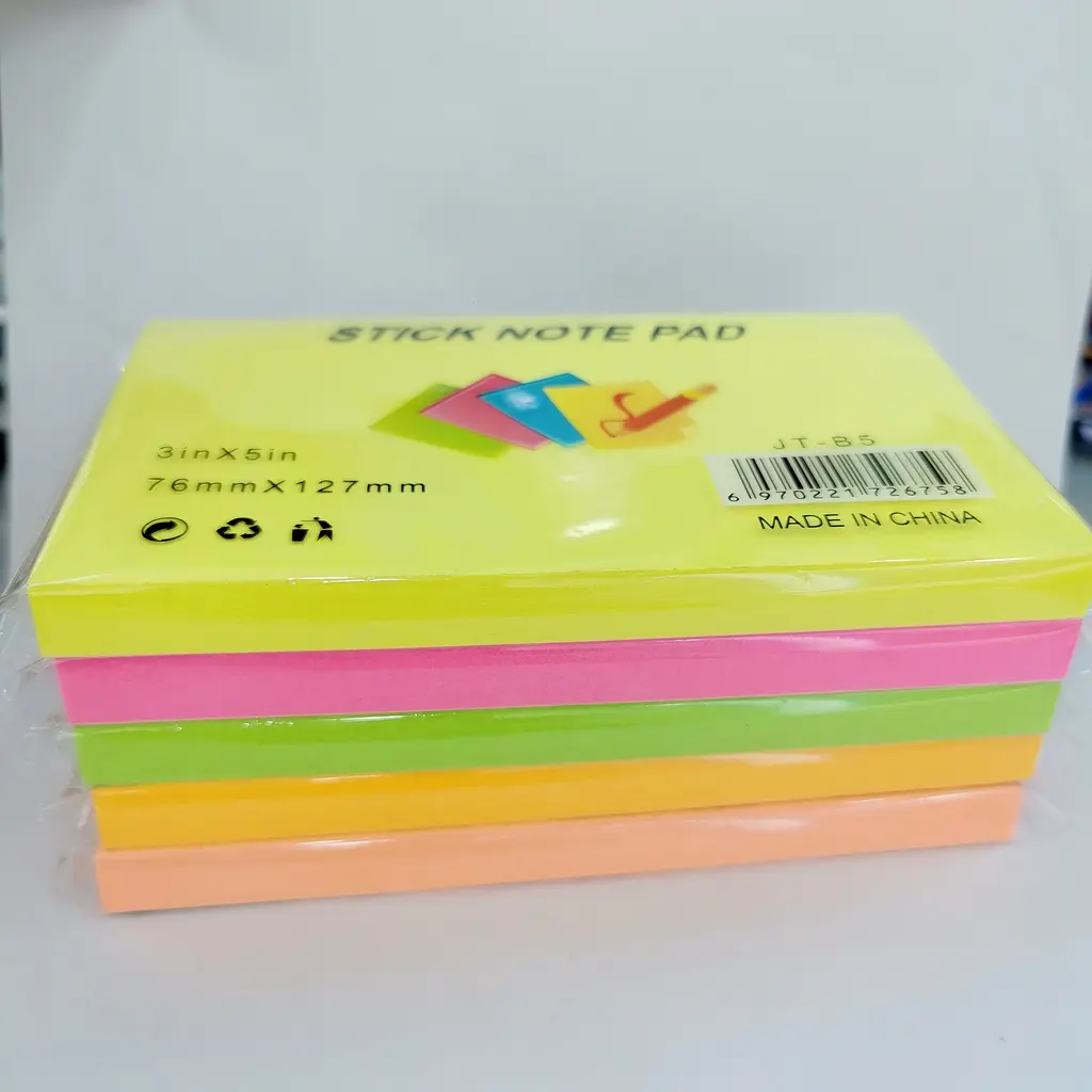 JT-B5 Fluorescent 3*5 Single-Sided Post-it Notes, 100 Sheets