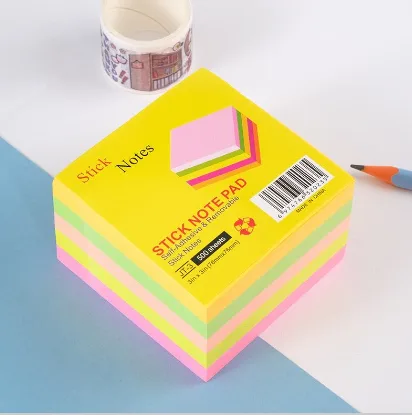 JT-3 Fluorescent 3*3 Post-it Notes, 500 Sheets (Multi-Color Pack)