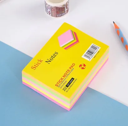 JT-4 Fluorescent 3*4 Post-it Notes, 300 Sheets (Multi-Color Pack)