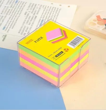 JT Fluorescent Stackable 3.5*3.5 Post-it Notes 500 Sheets Acrylic Box