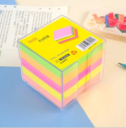 JT-3 Fluorescent Stackable 8*8cm Post-it Notes 700 Sheets Acrylic Box