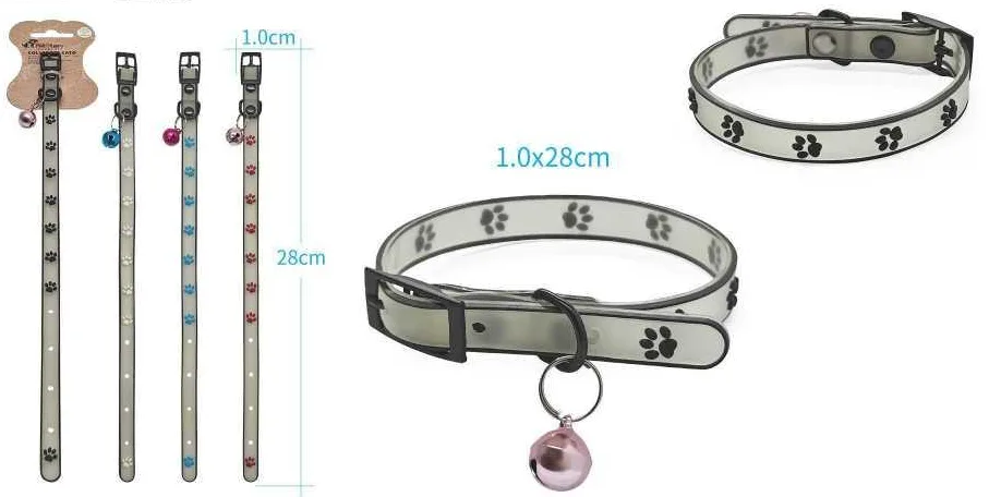 PVC Glow-in-the-Dark Paw Print Collar