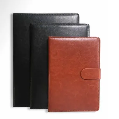 7818 brown/black clean leather surface hidden button 100-page notebook B5