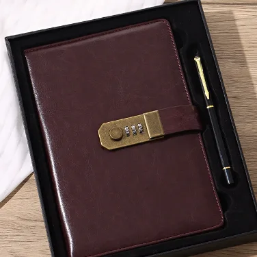 Password lock stationery set - Brown