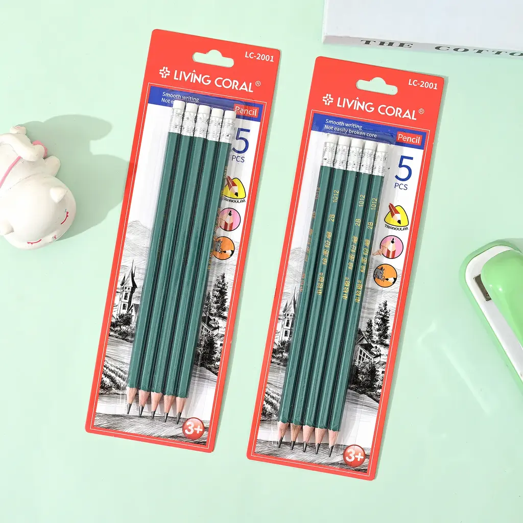 LC2001 eraser 2B pencil 5 pieces
