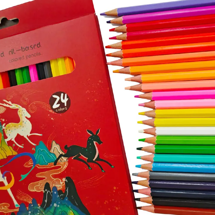 Premium core 24-color colored pencils (softened wood)