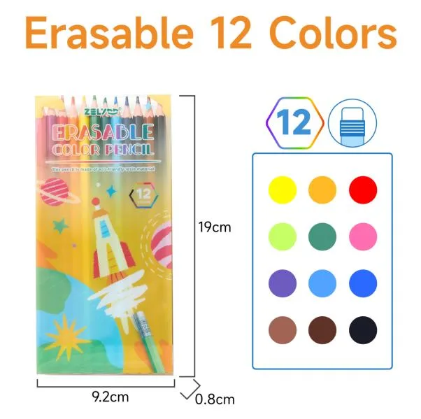 ZL201 - 12-color PET box of erasable colored pencils