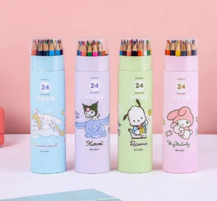 Sanrio 24-color colored pencil buckets mixed