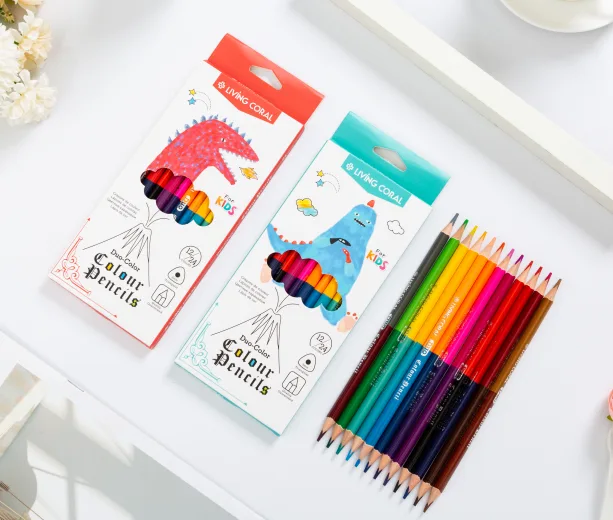 LC1715 Poplar wood colored pencil case, 12 colors