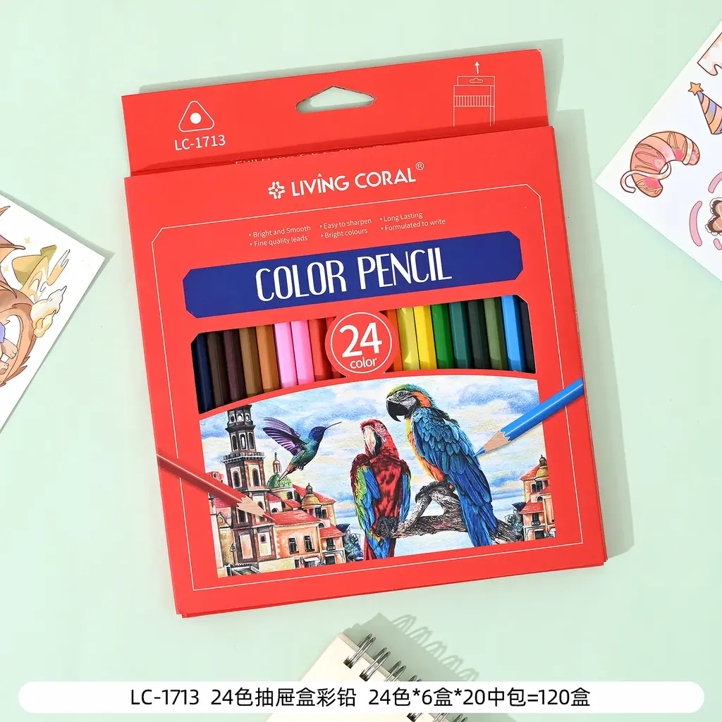 LC1716 Hexagonal Macaron colored pencils, 12 colors