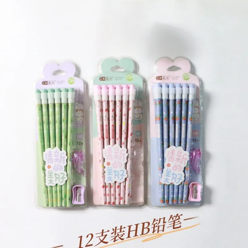 8002 Fresh and Beautiful - HB Pencil with Shell Cover 12 pieces in bubble packaging