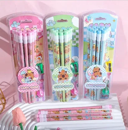 3702 Kapibara Pencil with Shell Cover 12 pieces in bubble packaging