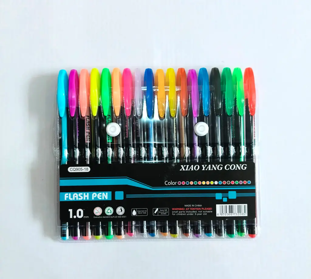 CQ905 - 12 Black Rod 12 Color Flash Pen