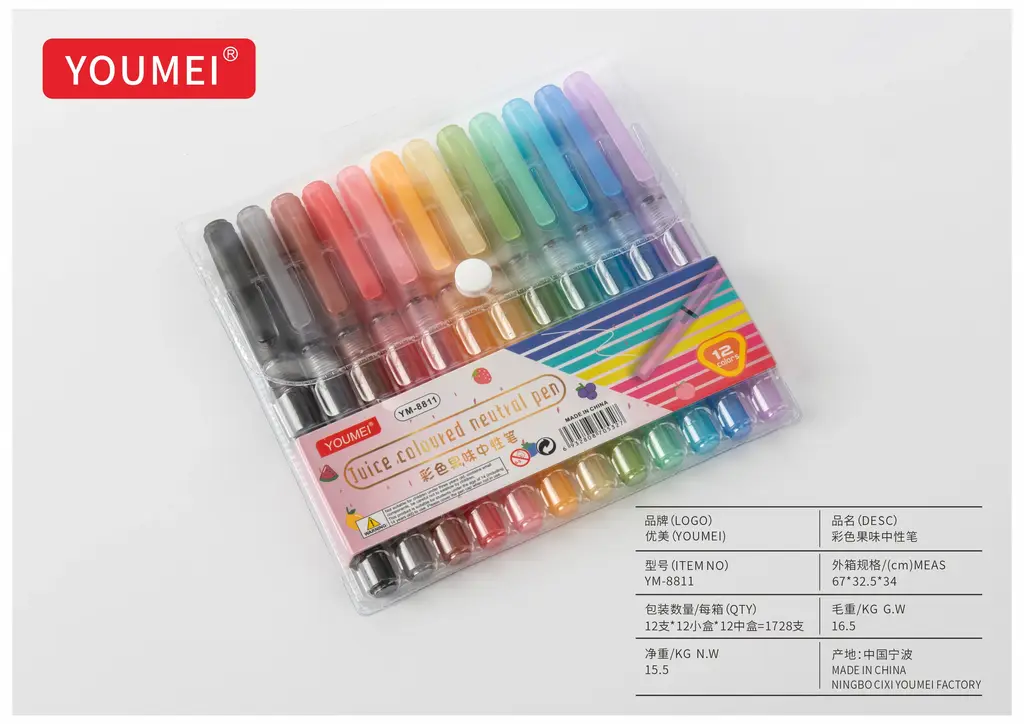 G-8811 Colored Fruit Flavor Ballpoint Pen in PVC / Labeling