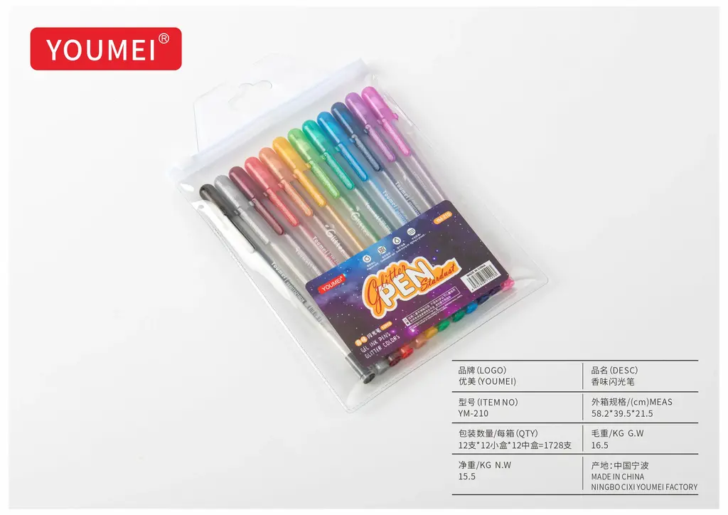 YM-210 Fragrant Glitter Pen
opp / Flower Pattern