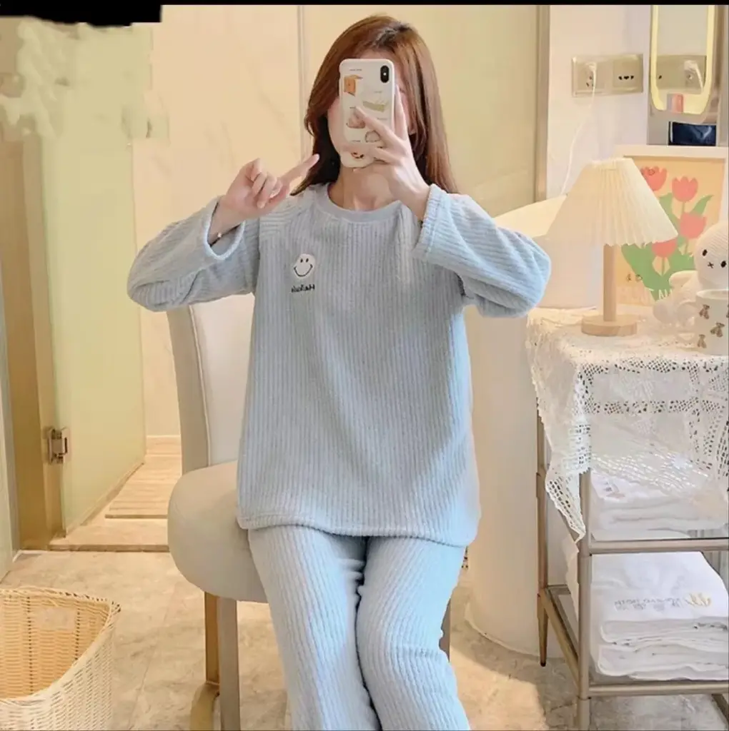 Blue Smiley Face Loungewear Set - M5757