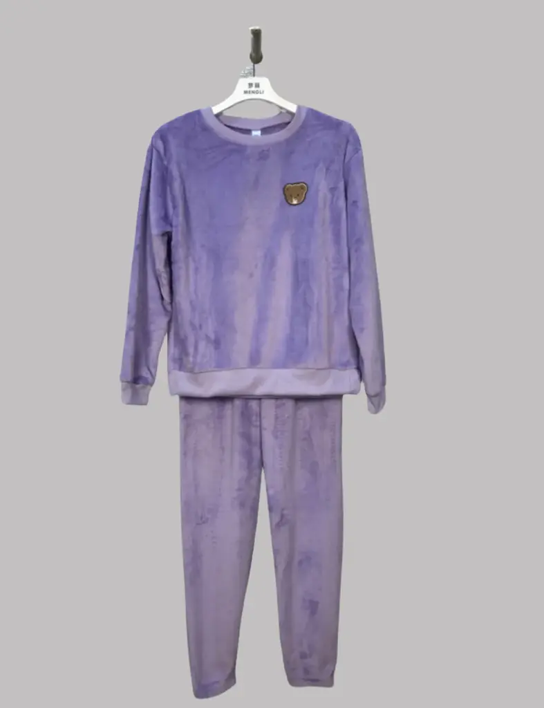 Purple小熊 Towel Embroidery Loungewear Set - M6360