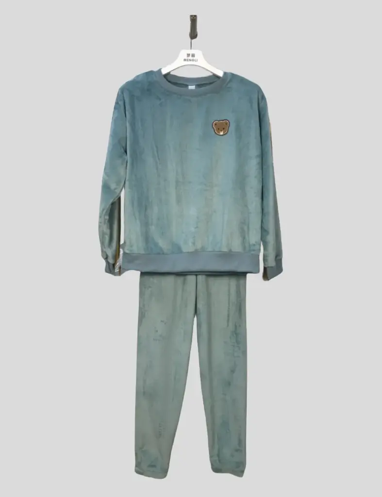 Sky Blue小熊 Towel Embroidery Loungewear Set - M6360