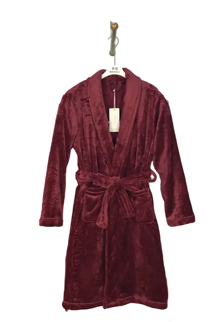 Burgundy Flannel Bathrobe - M5688