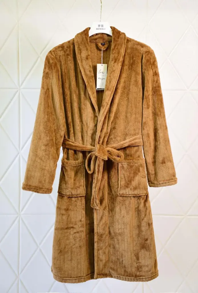 Coffee BrownStriped 情侣 Bathrobe - M6688