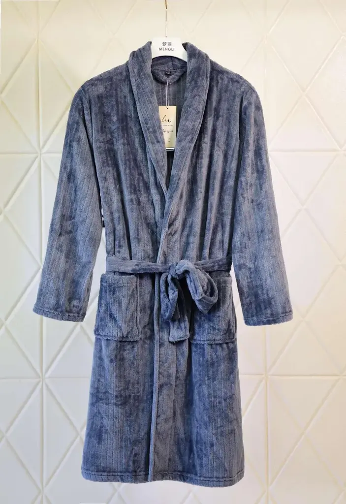 Light GrayStriped 情侣 Bathrobe - M6688