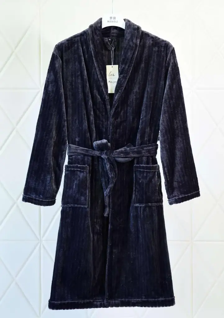 Dark GrayStriped 情侣 Bathrobe - M6688