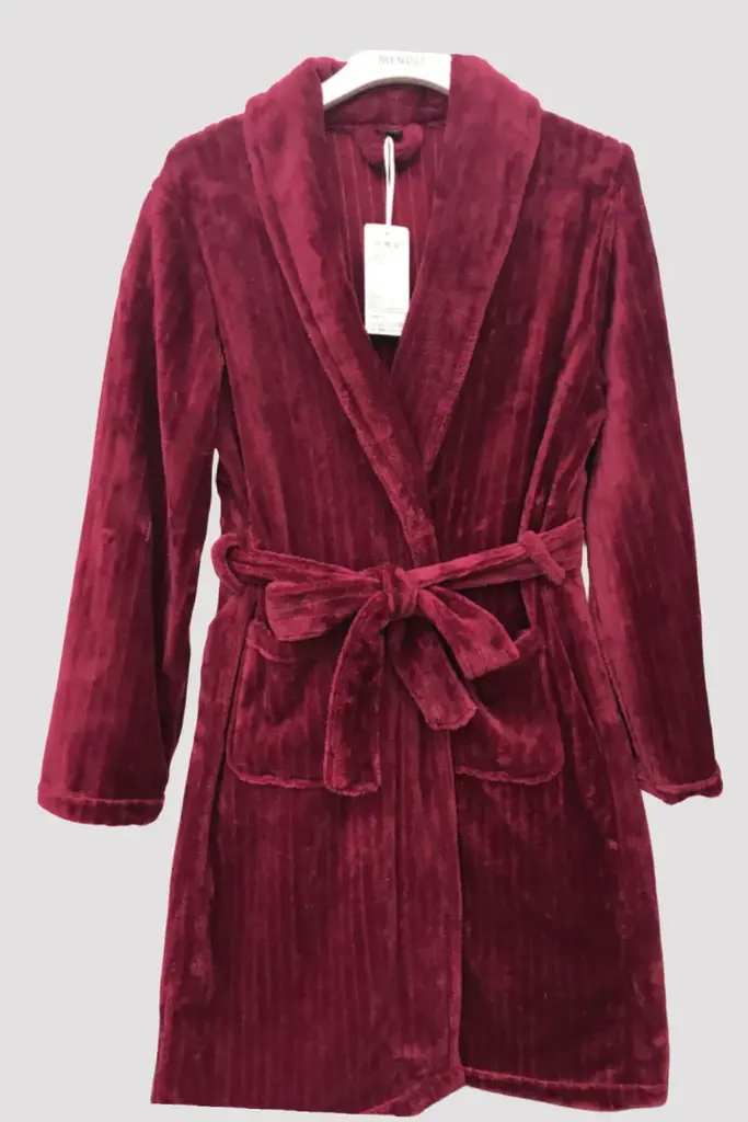 BurgundyStriped 情侣 Bathrobe - M6688