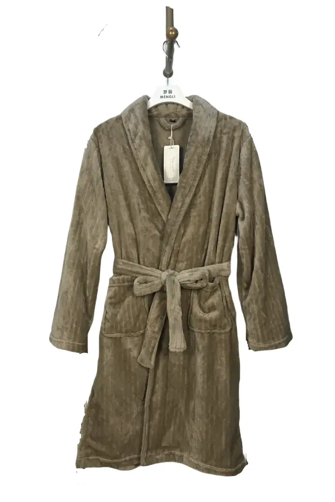 Light CamelStriped 情侣 Bathrobe - M6688