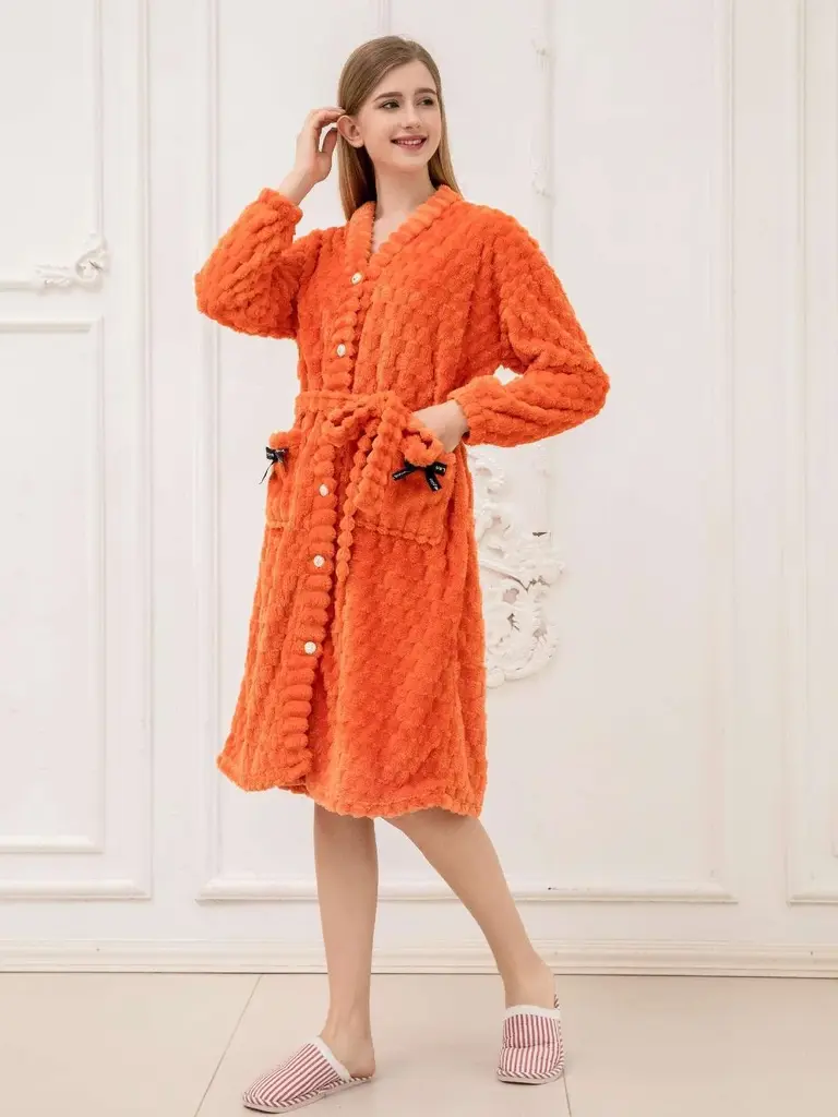 Orange Luxury Plush Bathrobe - M5678