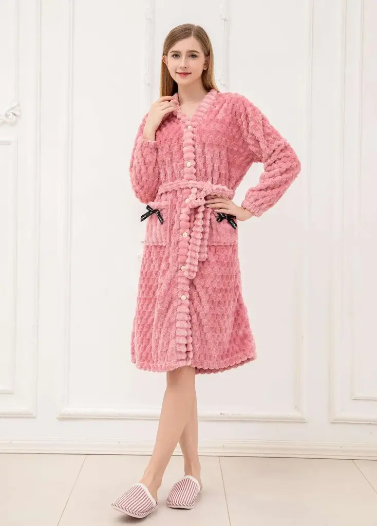 Pink Luxury Plush Bathrobe - M5678