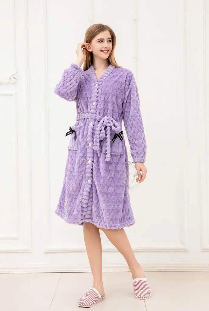 Purple Luxury Plush Bathrobe - M5678