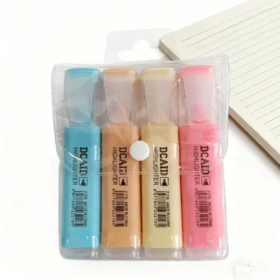 216-4 Macaroon Color Fluorescent Pen - Bagged 4 Pieces