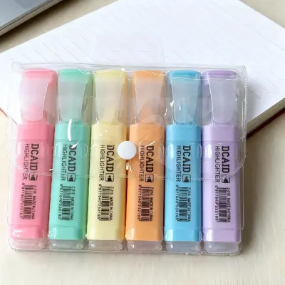 216-6 Macaroon Color Fluorescent Pen - Bagged 6 Pieces