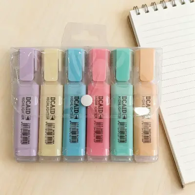 218-6 Macaroon Color Fluorescent Pen - Bagged 6 Pieces