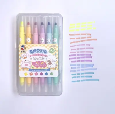 711-6 Erasable Fluorescent Pen 6 Colors - Display Boxed