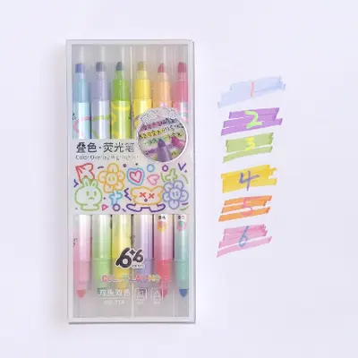 714-6 Gradient Fluorescent Pen 6 Colors - Display Boxed
