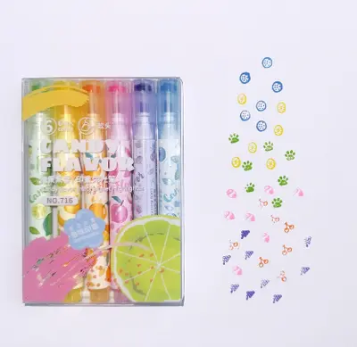 716-6 Seal Fragrance Fluorescent Pen 6 Colors - Display Boxed