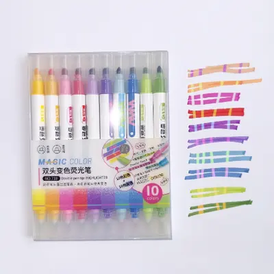 718-6 Color-Changing Fluorescent Pen 10 Colors - Display Boxed