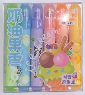 719-6 Fragrance Fluorescent Pen 6 Colors - Display Boxed