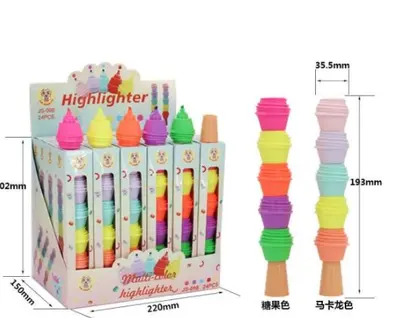 YB-405 Macaroon Shape Fluorescent Pen - Display Box