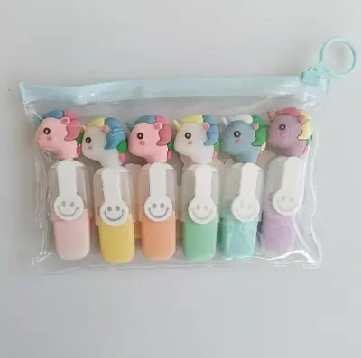 KC-228-40 Unicorn Fluorescent Pen PVC Bagged 6 Pieces