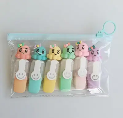 LX-309-8 Octopus Fluorescent Pen PVC Bagged 6 Pieces