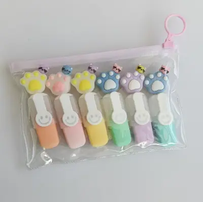 KC-228-45 Cat Claw Fluorescent Pen PVC Bagged 6 Pieces