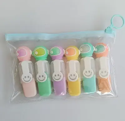 KC-228-32 Space Man Fluorescent Pen PVC Bagged 6 Pieces