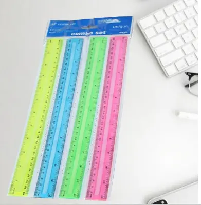 Fluorescent 30CM Hard Ruler 4-piece Set