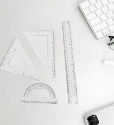 White 20CM Hard Ruler (Semicircular Measuring Compass) 4-piece Set