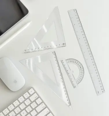 White 30CM Hard Ruler (Semicircular Measuring Compass) 4-piece Set