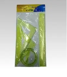 Fluorescent 30CM Hard Ruler (360° Measuring Compass) 4-piece Set